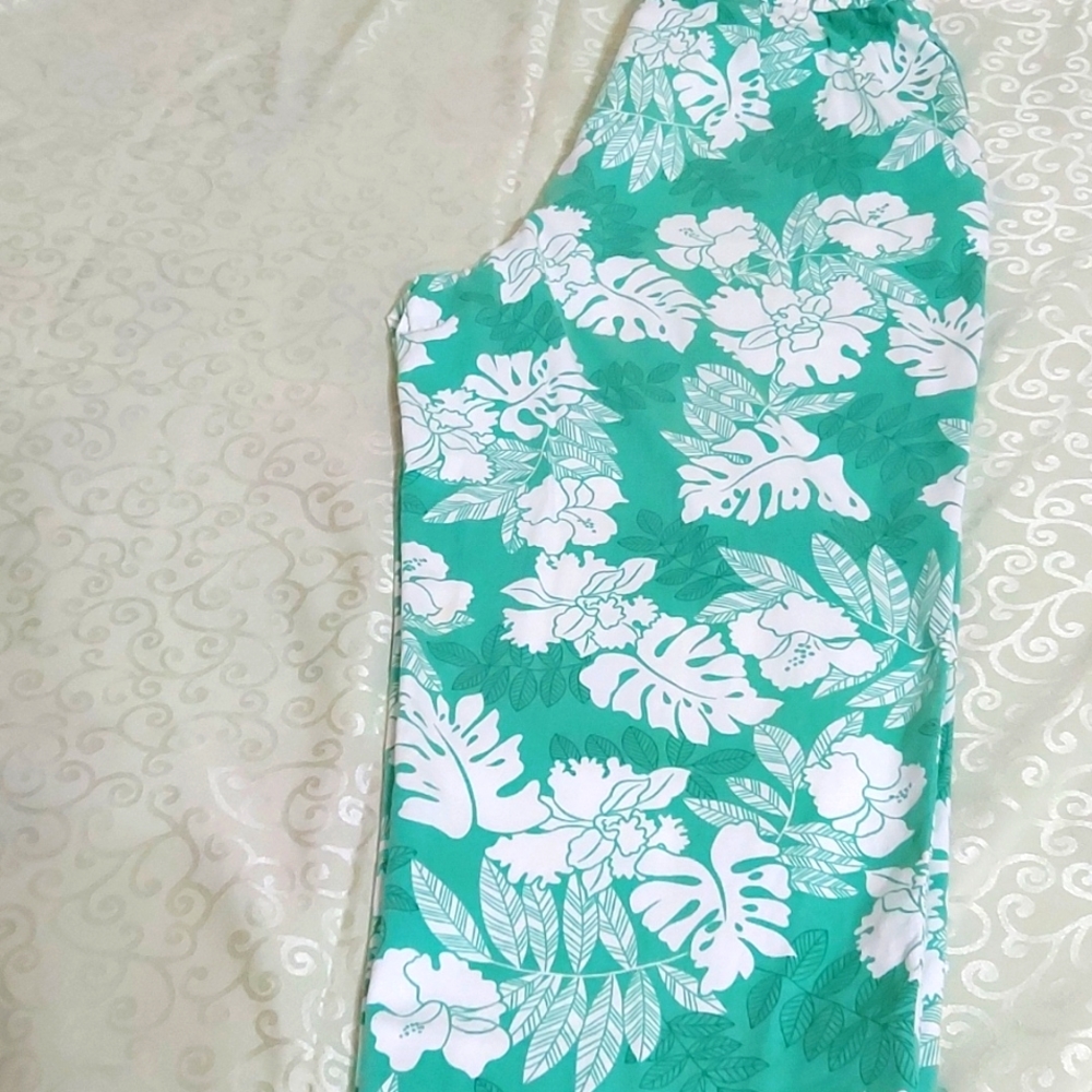 Woman capris, Sag Harbor, green and white, Petite,